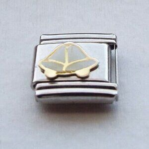 White enamel wedding bells 9mm stainless steel italian charm bracelet link new